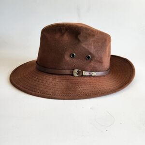 Outback Trading Co Hat Juneau Brown Wax Canvas Adventure Fedora with Band Size 7